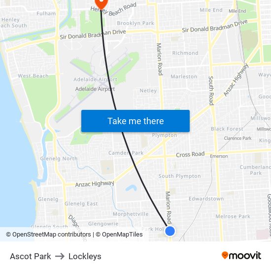 Ascot Park to Lockleys map