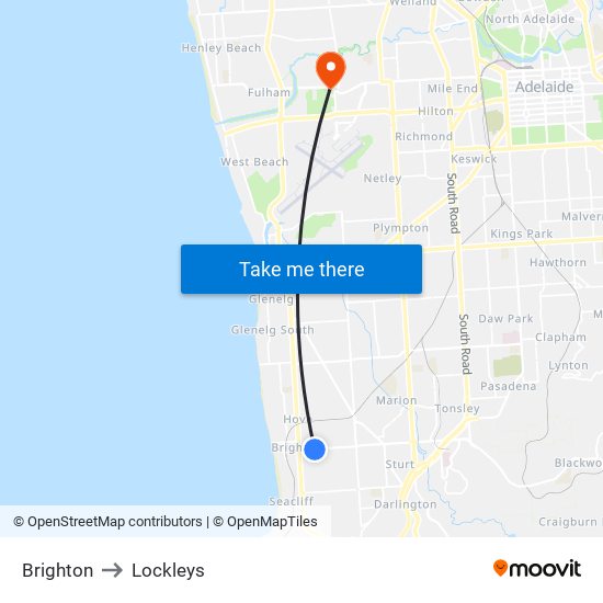 Brighton to Lockleys map