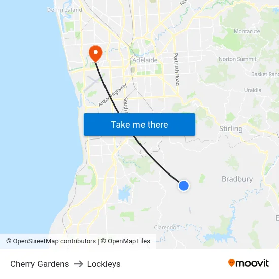 Cherry Gardens to Lockleys map