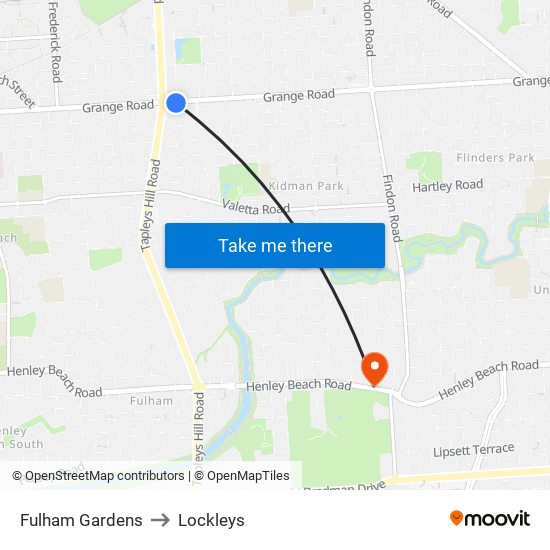 Fulham Gardens to Lockleys map