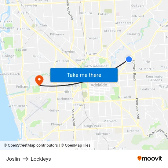 Joslin to Lockleys map