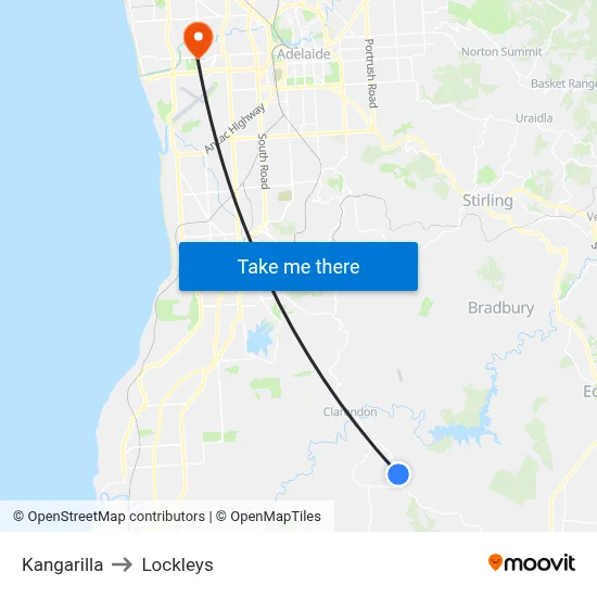 Kangarilla to Lockleys map
