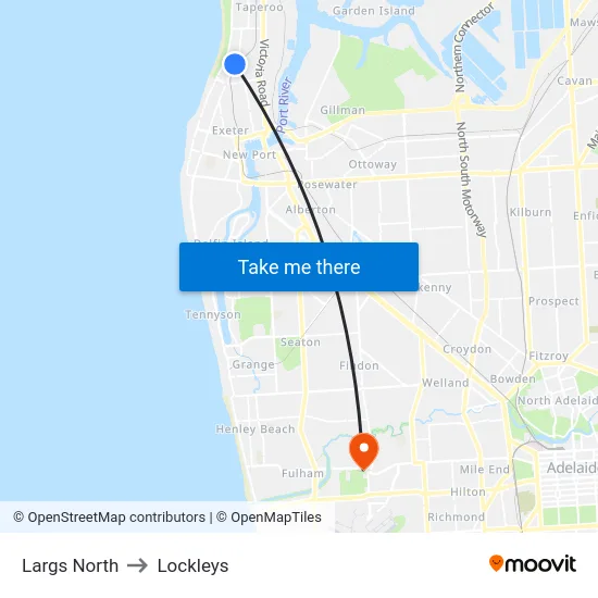 Largs North to Lockleys map