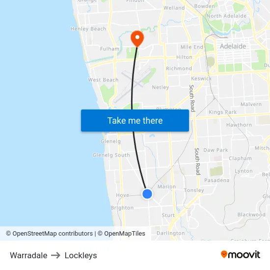 Warradale to Lockleys map