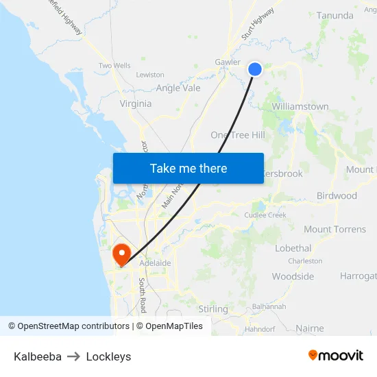 Kalbeeba to Lockleys map