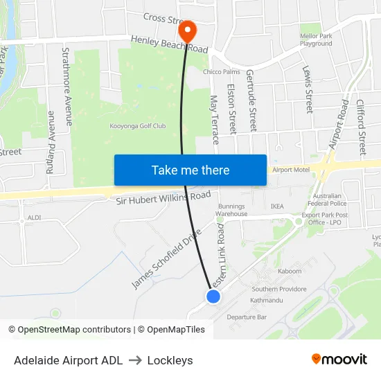 Adelaide Airport ADL to Lockleys map