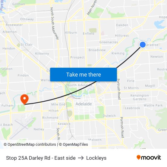 Stop 25A Darley Rd - East side to Lockleys map