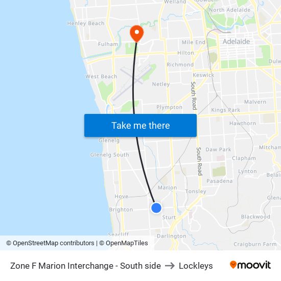 Zone F Marion Interchange - South side to Lockleys map