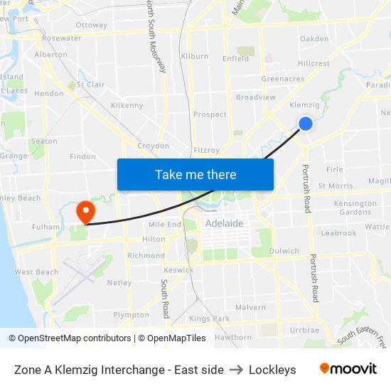 Zone A Klemzig Interchange - East side to Lockleys map