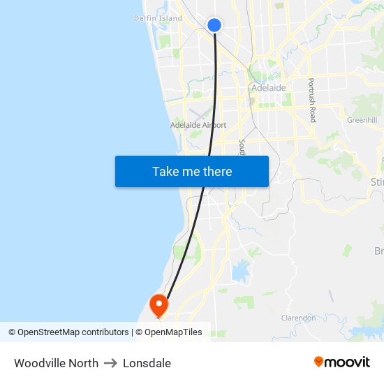 Woodville North to Lonsdale map