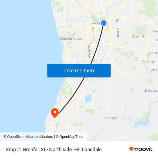 Stop I1 Grenfell St - North side to Lonsdale map