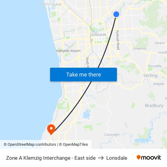 Zone A Klemzig Interchange - East side to Lonsdale map