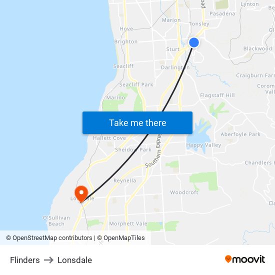 Flinders to Lonsdale map