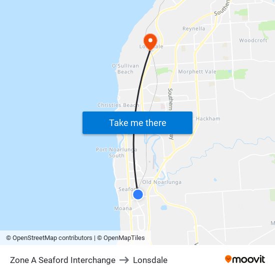 Zone A Seaford Interchange to Lonsdale map
