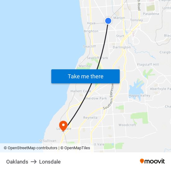 Oaklands to Lonsdale map