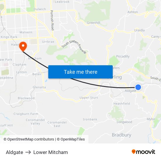 Aldgate to Lower Mitcham map