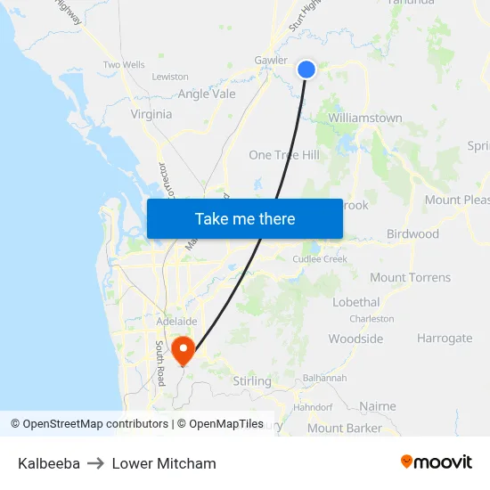 Kalbeeba to Lower Mitcham map
