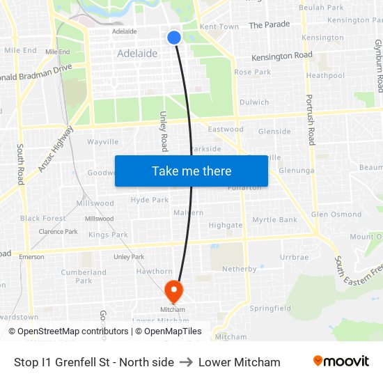 Stop I1 Grenfell St - North side to Lower Mitcham map