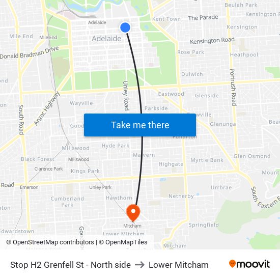 Stop H2 Grenfell St - North side to Lower Mitcham map