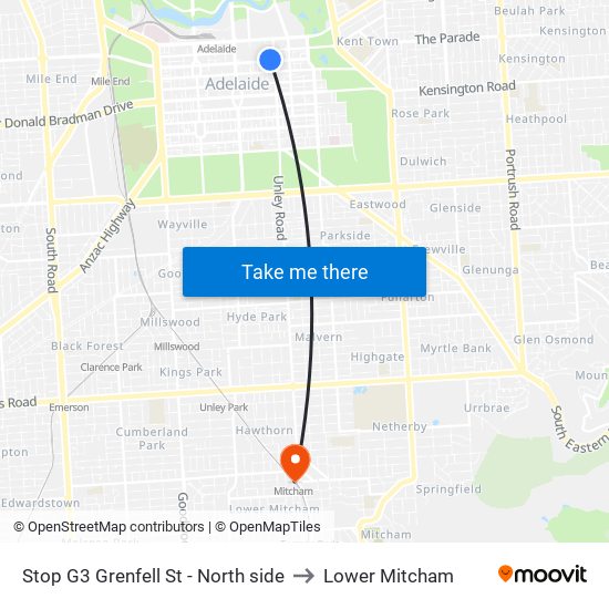 Stop G3 Grenfell St - North side to Lower Mitcham map