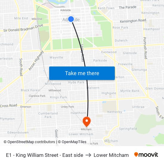 E1 - King William Street - East side to Lower Mitcham map