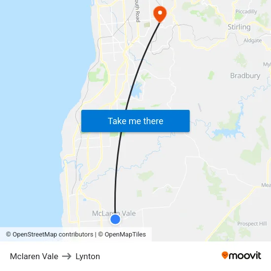 Mclaren Vale to Lynton map