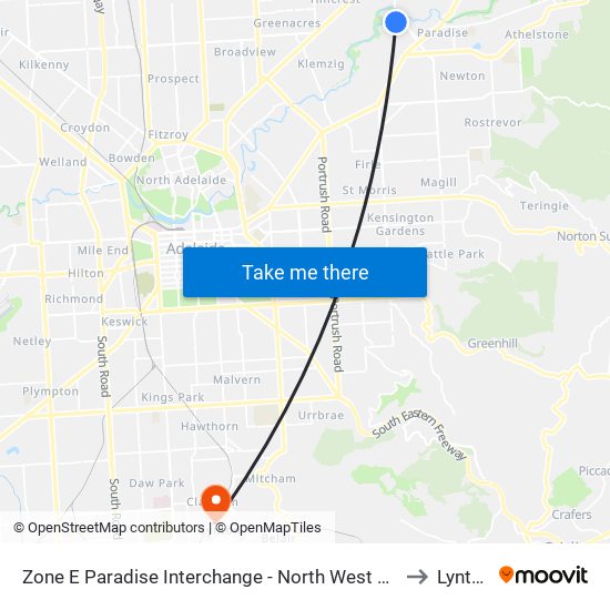 Zone E Paradise Interchange - North West side to Lynton map