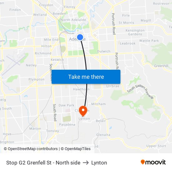 Stop G2 Grenfell St - North side to Lynton map