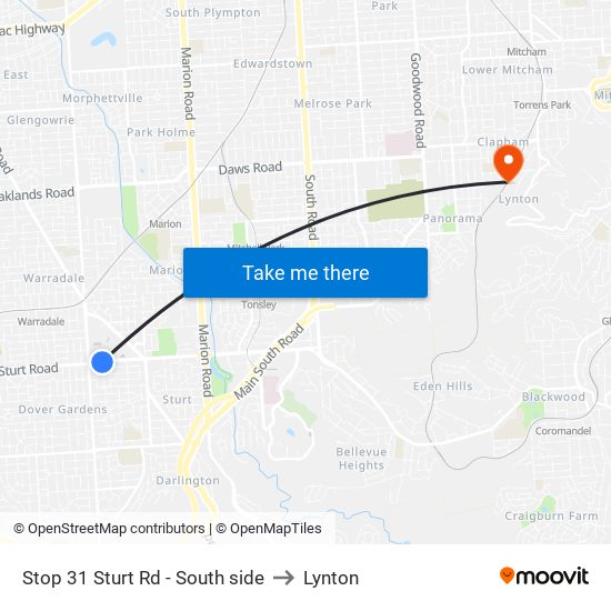 Stop 31 Sturt Rd - South side to Lynton map