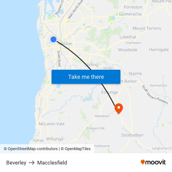 Beverley to Macclesfield map