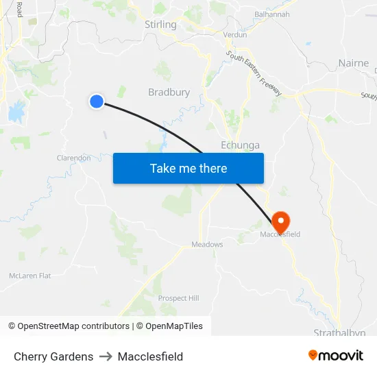 Cherry Gardens to Macclesfield map