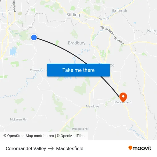 Coromandel Valley to Macclesfield map