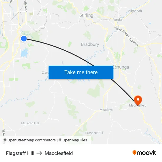 Flagstaff Hill to Macclesfield map