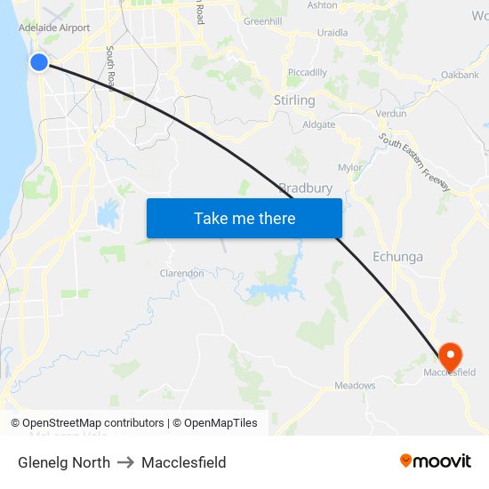 Glenelg North to Macclesfield map