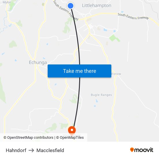 Hahndorf to Macclesfield map