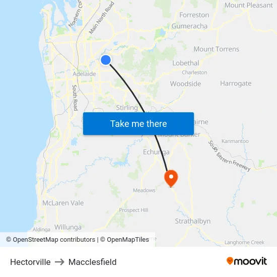 Hectorville to Macclesfield map
