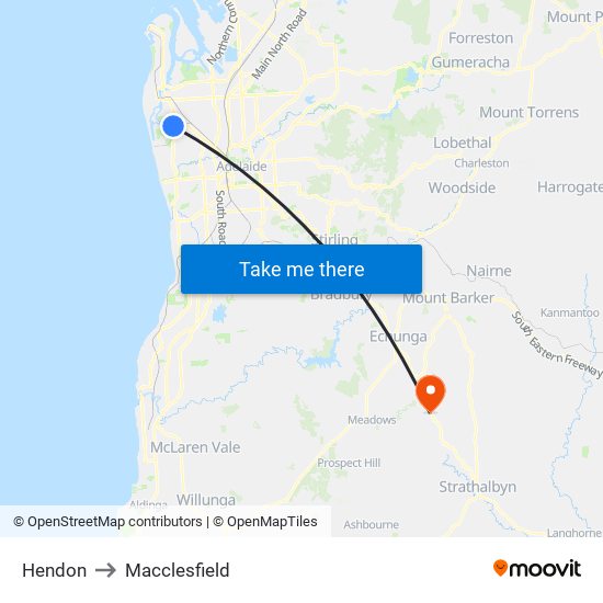 Hendon to Macclesfield map