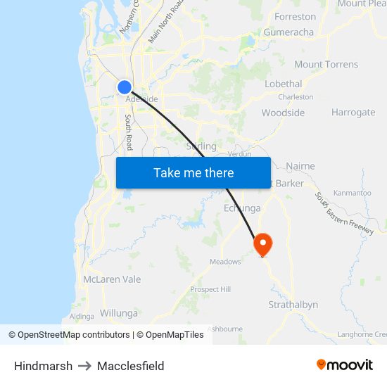 Hindmarsh to Macclesfield map