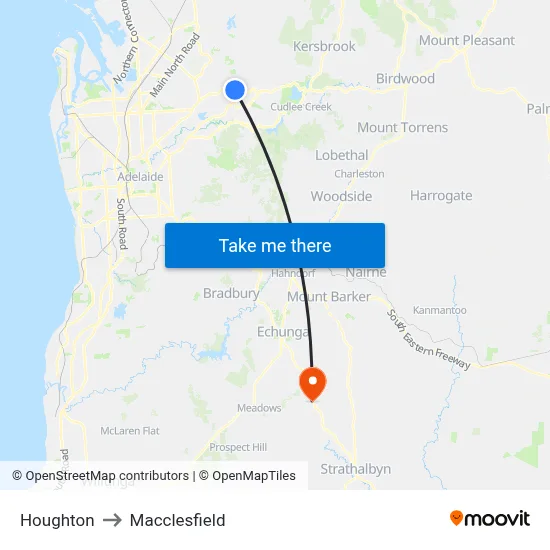 Houghton to Macclesfield map