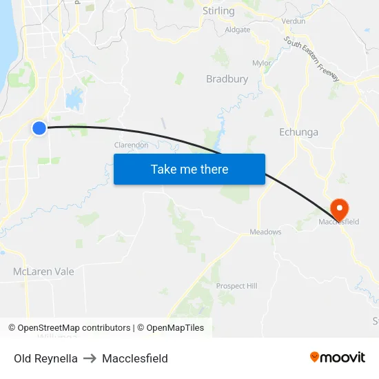 Old Reynella to Macclesfield map
