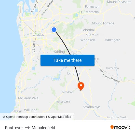 Rostrevor to Macclesfield map