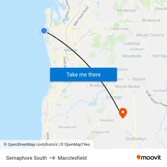 Semaphore South to Macclesfield map