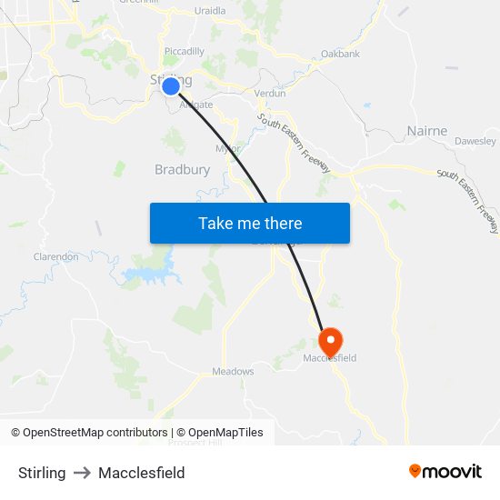 Stirling to Macclesfield map