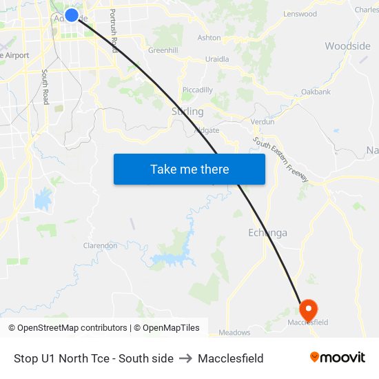 Stop U1 North Tce - South side to Macclesfield map