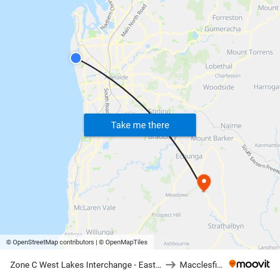 Zone C West Lakes Interchange - East side to Macclesfield map