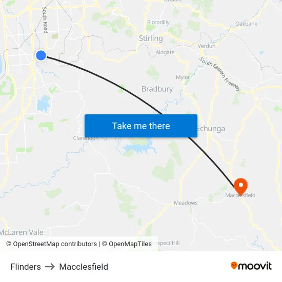 Flinders to Macclesfield map