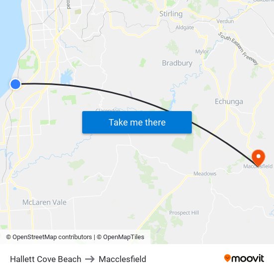 Hallett Cove Beach to Macclesfield map