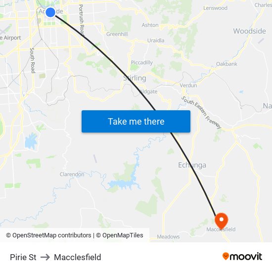 Pirie St to Macclesfield map