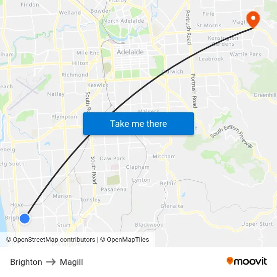 Brighton to Magill map