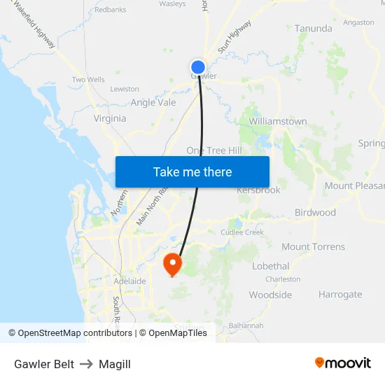 Gawler Belt to Magill map